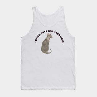 Coffee cats and yoga mats funny yoga and cat drawing Tank Top